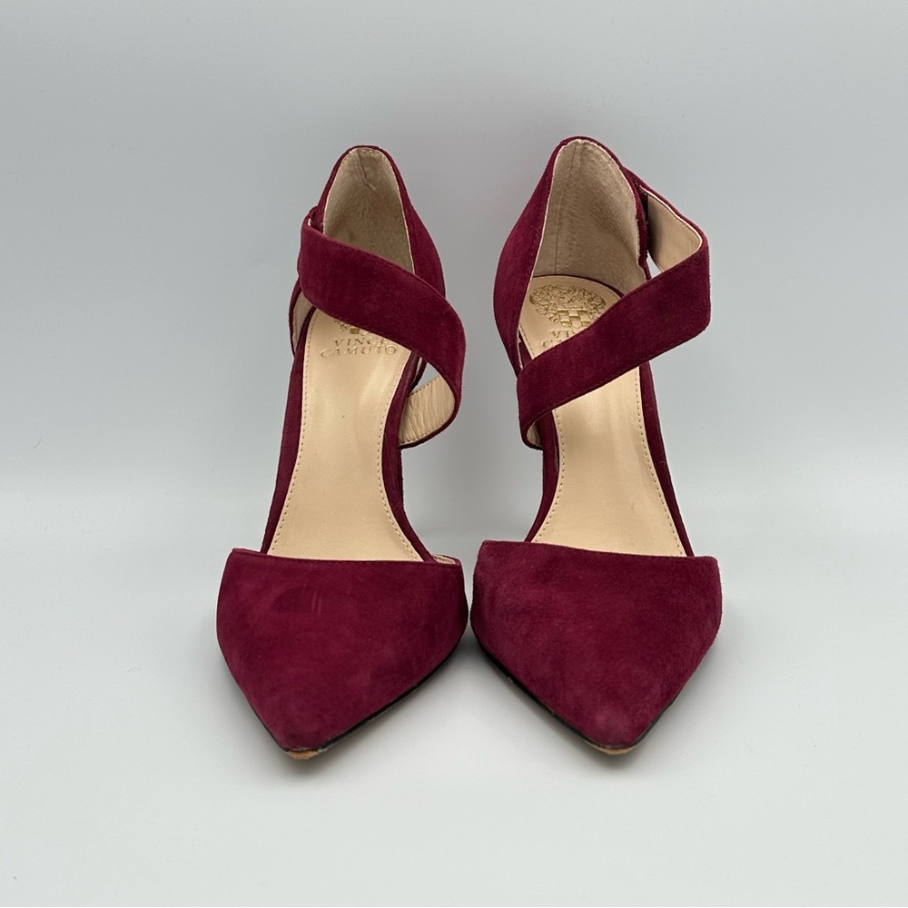 Vincent Camuto VC-Charlotte Women’s Size 9 US Red Suede Ankle-Strap Heels Shoes - Picture 3 of 11